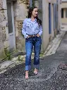 TandM.Veste troisquart double boutonnage coton touché irrégulier poches zippés doublure imprimée IKKS Chemise coton rayures IKKS Jean 7 8 eme coupe straight 5-min.webp